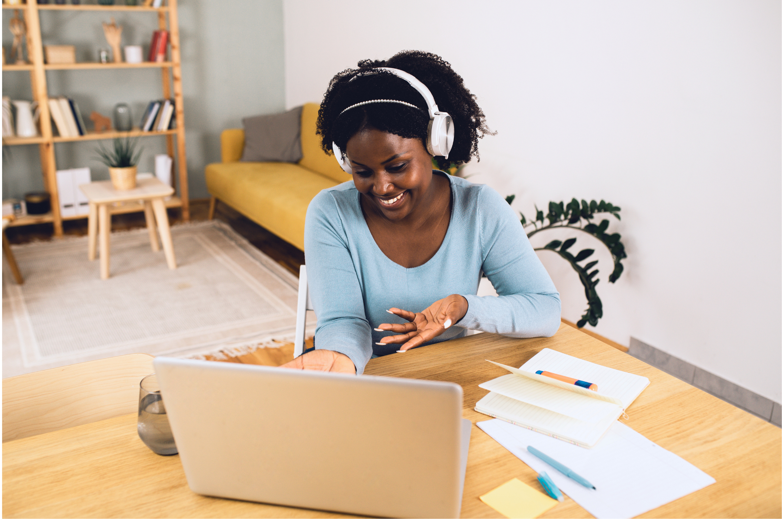 Woman working on a laptop