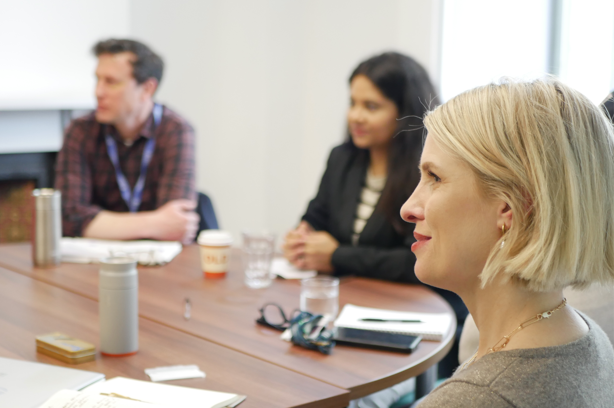 Charlotte Stevens, Development Director, Maliha Rahanaz, Economist and Jon Franklin Co-CEO take part in a discussion at PBE.